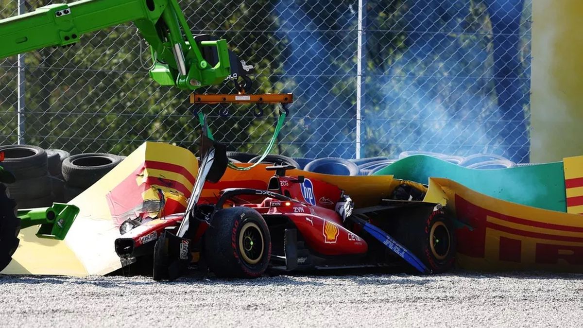 La Ferrari de Leclerc peg&oacute; contra un muro y se destruy&oacute; en Monza. (Foto: Gentileza Motorsport)
