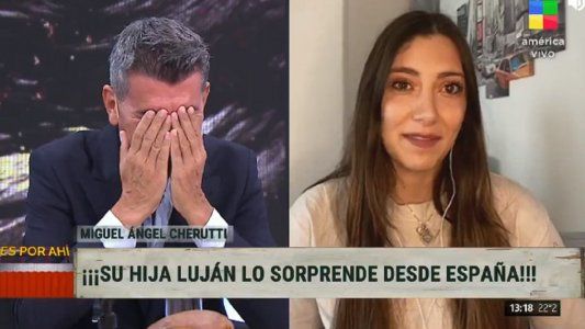 Miguel Ángel Cherutti se quebró al aire al ver a su hija desde España