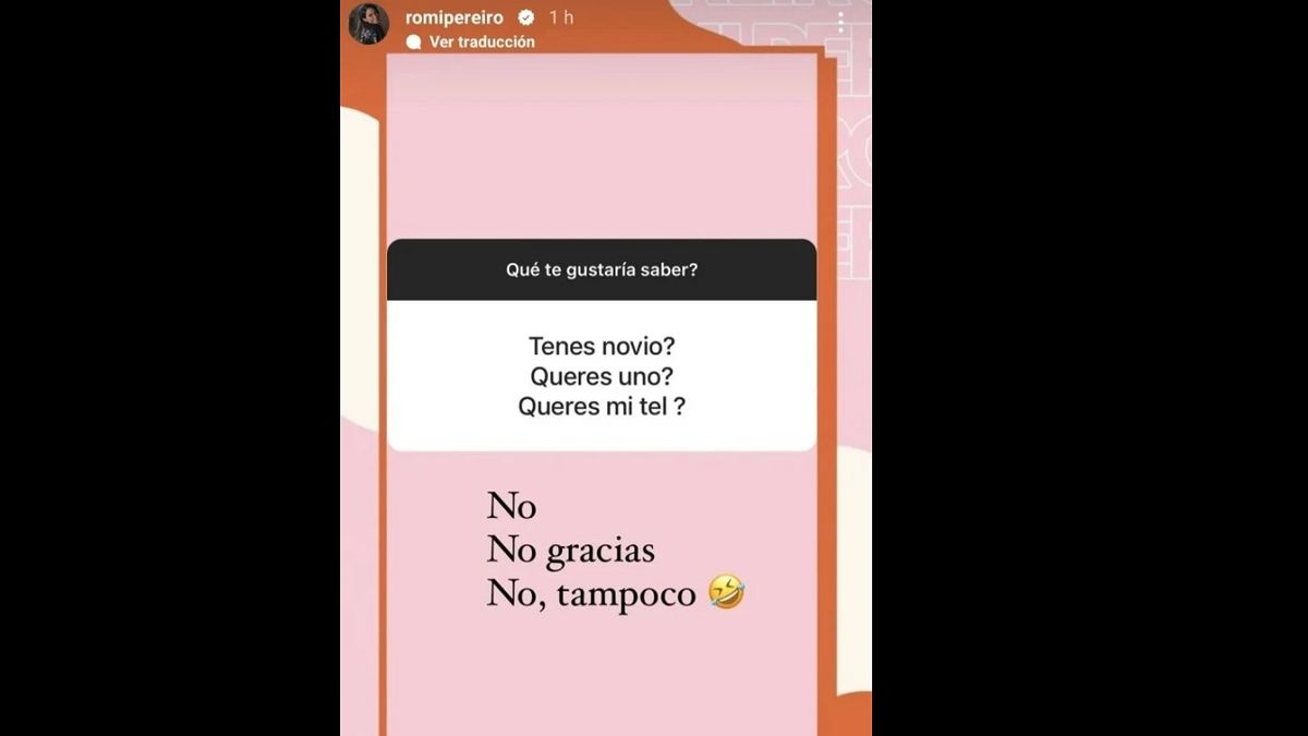 Romina Pereiro le cont&oacute; a sus seguidores que actualmente est&aacute; soltera y sin apuro.&nbsp;