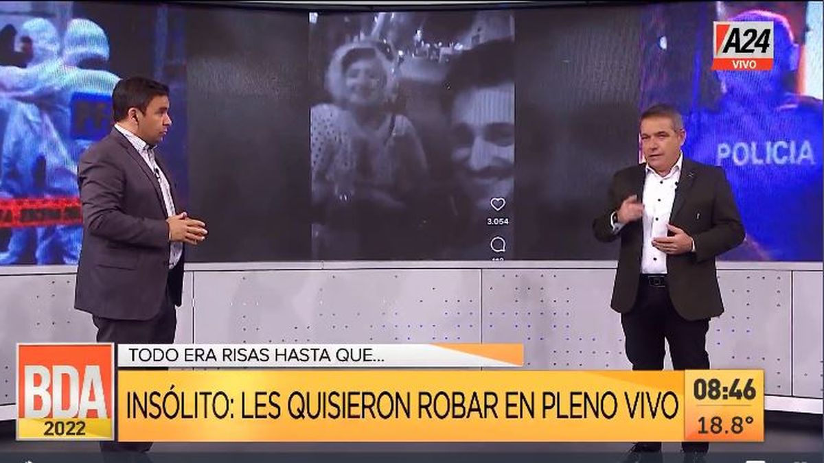 Así les intentan robar a dos influencers durante un vivo. (Captura de Tv)