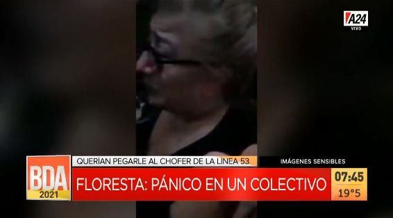Pánico abordo de un colectivo de la línea 53 en Floresta. (Captura de Tv)