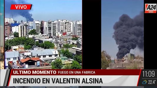 Valentín Alsina: voraz incendio en una fábrica de pinturas