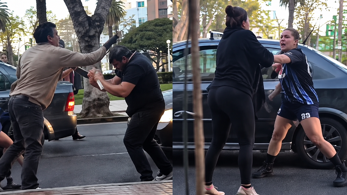 Violenta pelea entre dos familias tras una discusión de tránsito terminó. (Foto: captura mejorada con IA)