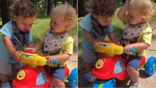 Mirko y Felipe, el hijo de Flor Peña, discutiendo por una moto