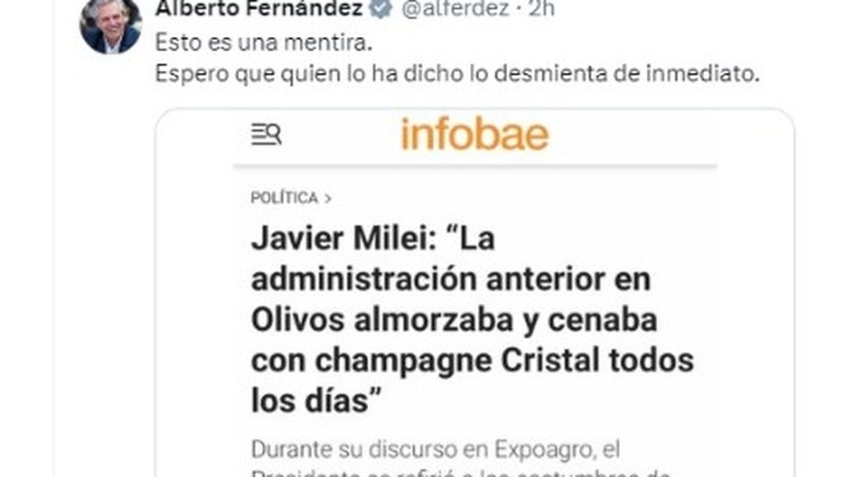La pelea entre Alberto Fernández y Javier Milei con el champagne como  protagonista