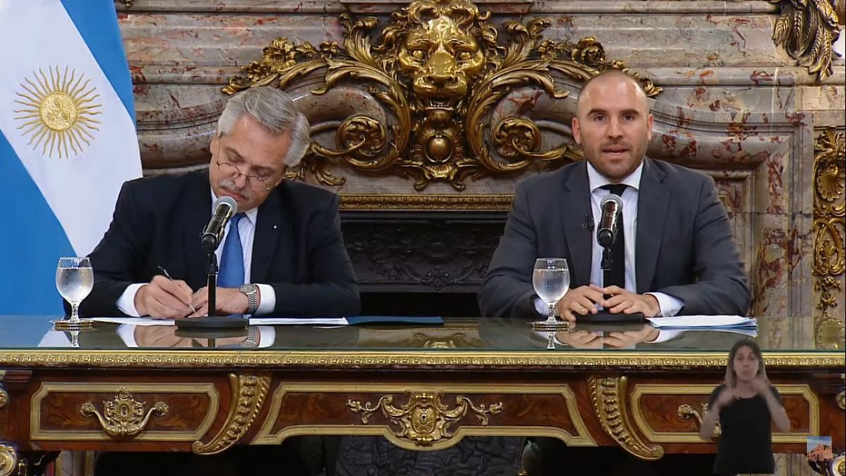 Martín Guzmán anunció medidas económicas junto al Presidente. (Foto: Presidencia)