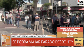 Desde este viernes, diez pasajeros podrán viajar parados en trenes o colectivos en el horario pico