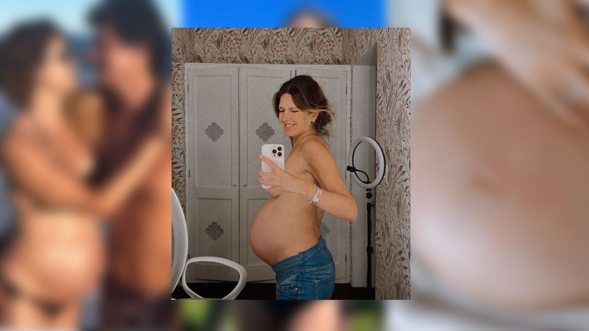 Isabel Macedo posó semidesnuda frente al espejo, a poco de dar a luz