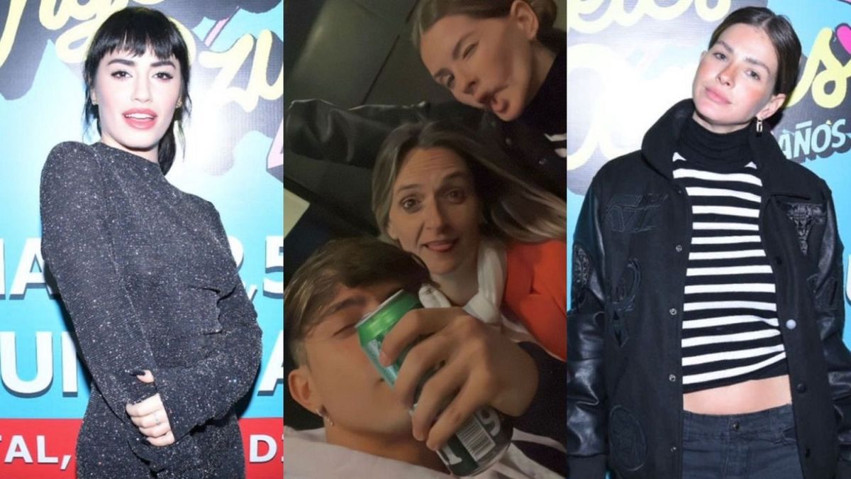 La China Su&aacute;rez junto a RusherKing en el recital de Los &Aacute;ngeles Azules Luna Park, donde se encontraron con Lali Esp&oacute;sito -invitada de la banda a cantar con ellos-.&nbsp;