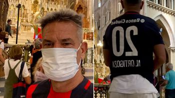 Diego Díaz fue a la iglesia de Luján y pidió por San Lorenzo