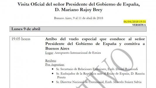 Entre el protocolo y los encuentros con empresarios: la apretada agenda de Rajoy en Buenos Aires