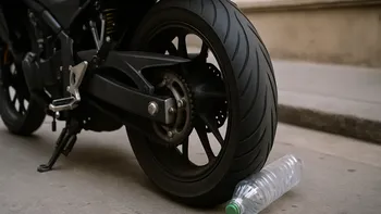Qué hacer si encontrás una botella en la rueda de tu moto antes de arrancar
