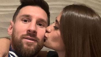 El festejo de Antonela Roccuzzo tras el triunfo de la Selección