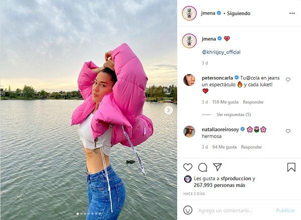 Jimena Barón en uno de sus últimos posteos, cerca del río. 