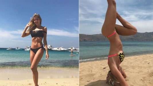 Candela Ruggeri: vacaciones y ejercicios de yoga en las playas de Grecia