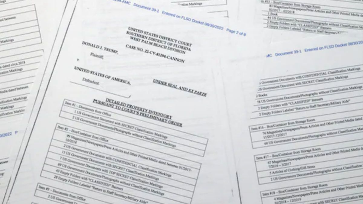 Los papeles reservados y secretos que Donald Trump sacó irregularmente de la Casa Blanca (Foto: Gentileza Washington Post)