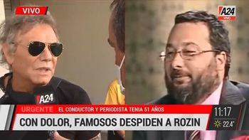 Beto Casella, el primero en llegar al velatorio para despedir a Gerardo Rozín.&nbsp;