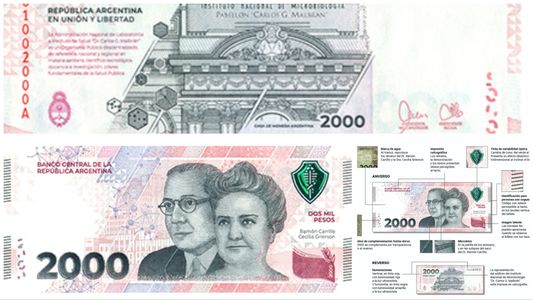 El Banco Central anunció que ya se encuentra en circulación el nuevo billete de $2000