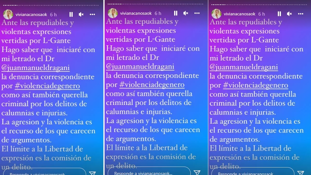 Viviana Canosa anunci&oacute; que demandar&aacute; a L-Gante