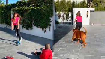 Messi la grabó a Antonela mientras andaba en monopatín