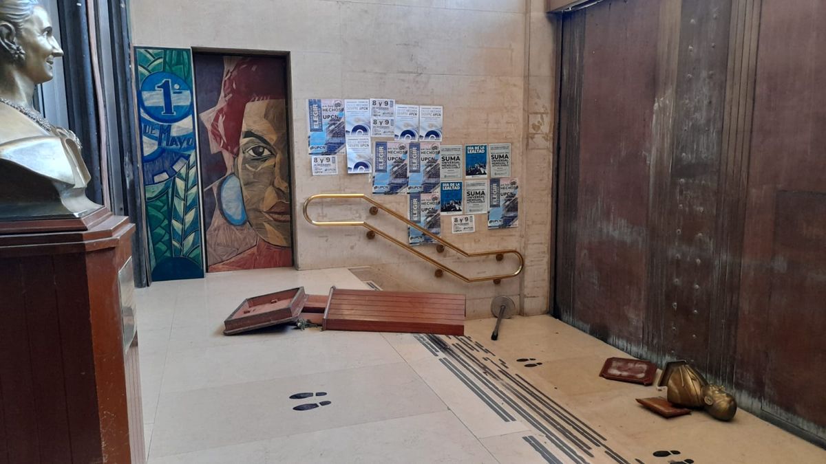 Las imágenes de los destrozos en el Ministerio de Desarrollo Social.