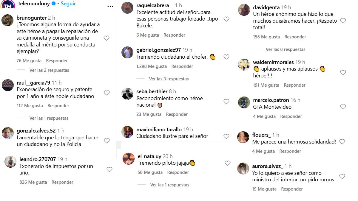 Las redes sociales se llenaron de comentarios en apoyo al se&ntilde;or que persigui&oacute; a los motochorros. (Foto:Instagram de Telemundo.uy)