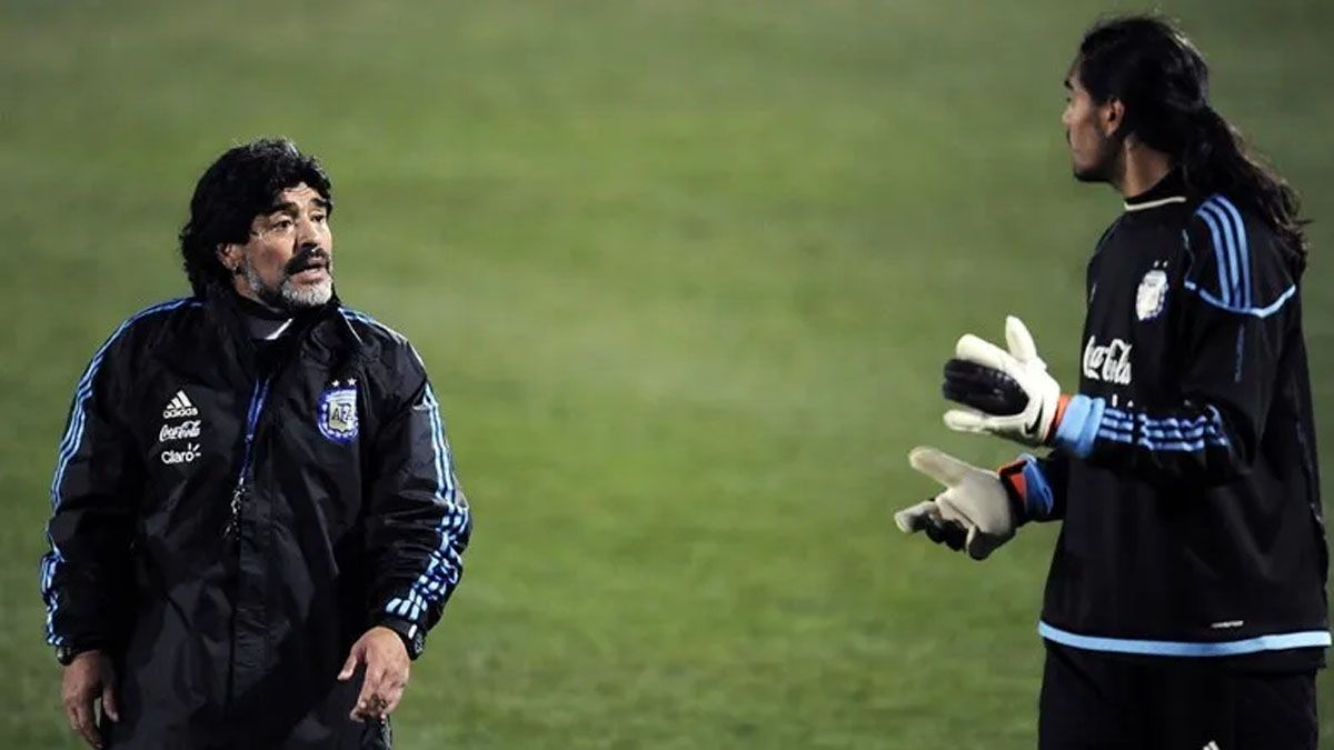 Chiquito Romero y Diego Maradona