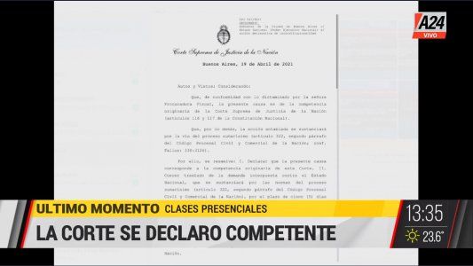 La Corte Suprema se declaró competente en el caso por las clases presenciales en CABA