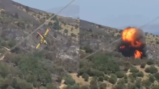 Se estrelló un avión hidrante que combatía los incendios forestales en Grecia