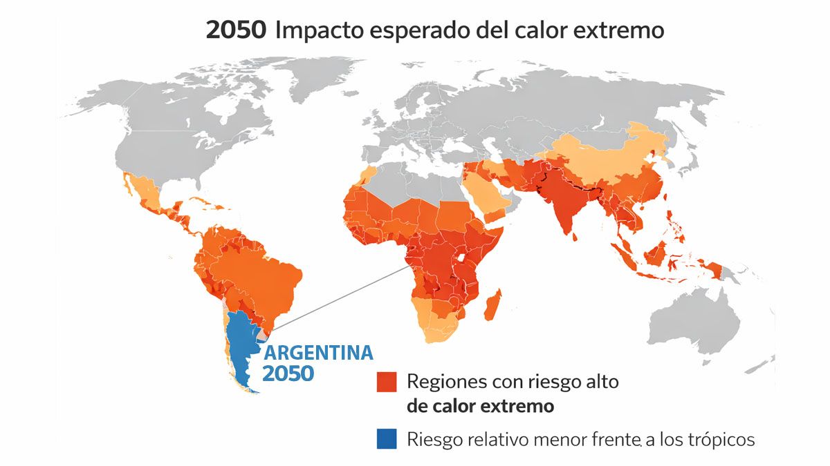 Calor extremo permanente para 4.000 millones de personas en el planeta. La Argentina, no por completo, puede ser un oasis ante este problema para la vida humana. (foto: A24.com)