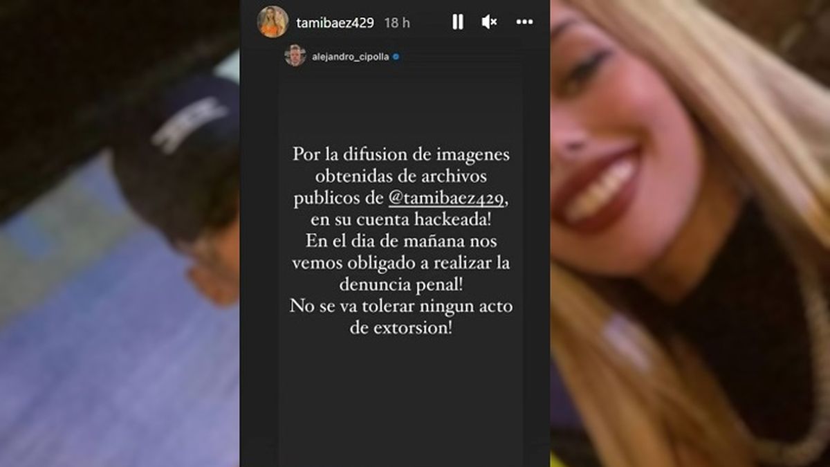 Representada por el letrado Alejandro Cipolla, Tamara B&aacute;ez termin&oacute; recurriendo a la Justicia por el hackeo de sus redes sociales, denunciando extorsi&oacute;n ya que le pidieron plata para recuperarla.&nbsp;