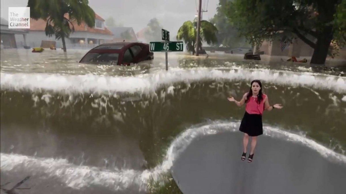 La increíble presentación de un canal de TV para simular los efectos del huracán Florence