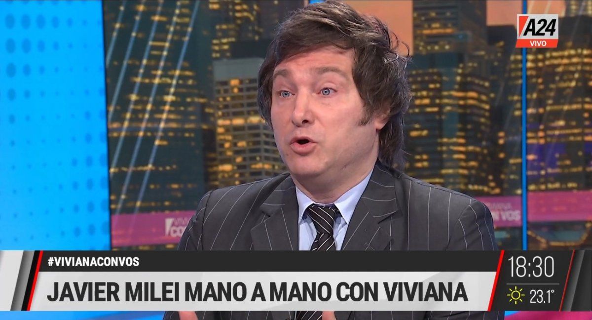 El economista Javier Milei con Viviana Canosa.