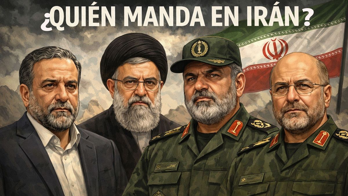 Los líderes posibles de Irán: El ayatola Khamenei, el líder de la Guardia Revolucionaria, el cancillet y el presidente del parlamento. (Foto: A24.com)