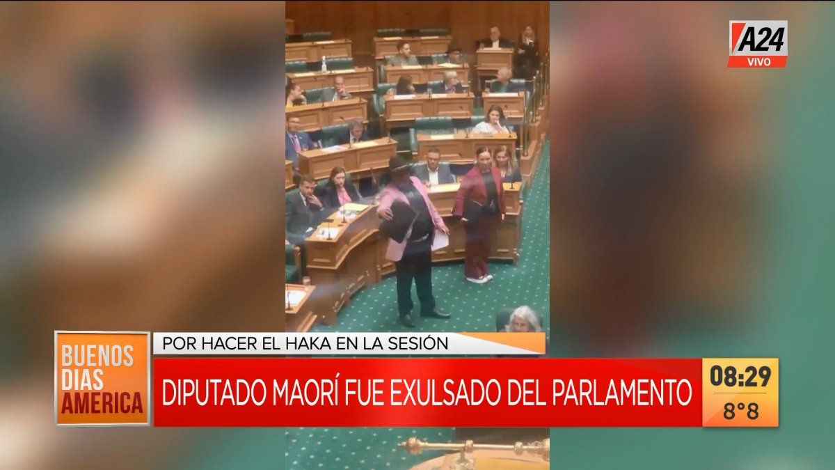Este es el legislador indígena que hizo un haka durante una sesión parlamentaria en Nueva Zelanda. (Captura de Tv)