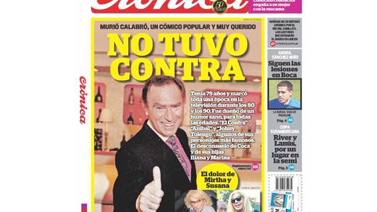 Los diarios nacionales cubrieron la muerte del genial Cala