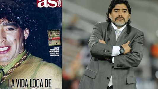 Polémica tapa del diario AS de España: Maradona vestido de mujer