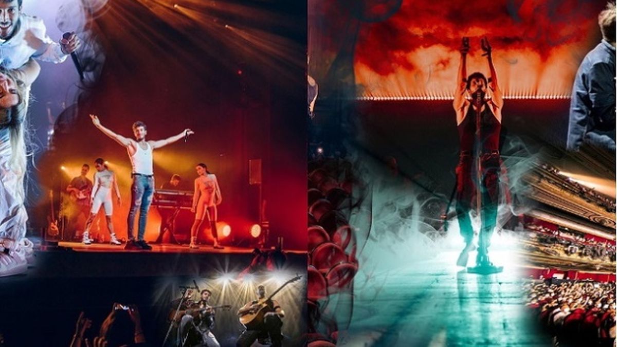 Sebastián Yatrá hace unas horas en el show que presentó en Madrid, España. Se trata de la reanudación de la gira del colombiano tras la pandemia. 