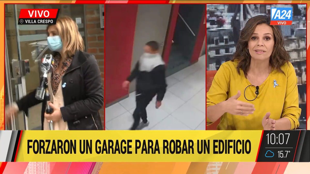 Así 3 delincuentes intentaron robar un edificio de Villa Crespo.  (Captura de Tv)