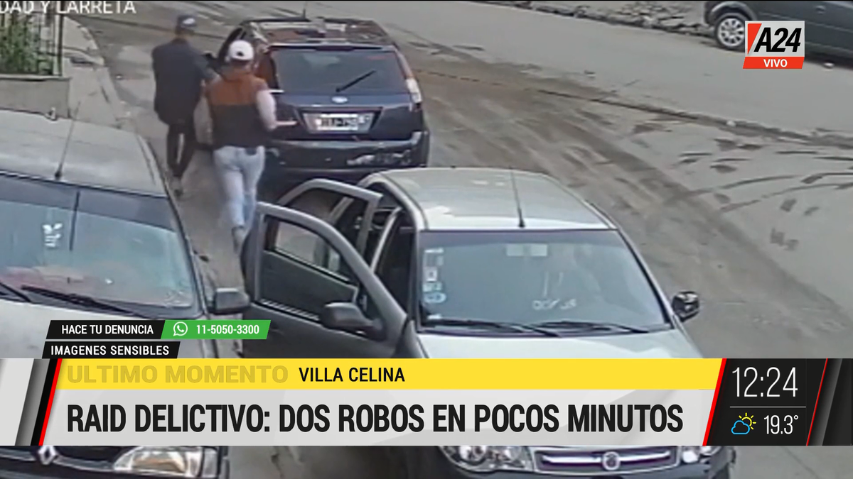 Raid delictivo en pocos minutos en Villa Celina. (Captura de Tv)