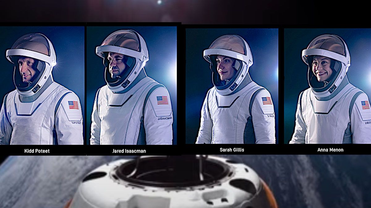 Isaacman y Gillis ( en el medio) los dos astronautas civiles en dar la primera caminata espacial de la historia. (Foto: Space X)