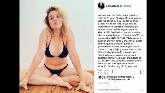 Sofía Pachano le respondió a quienes la critican por su cuerpo