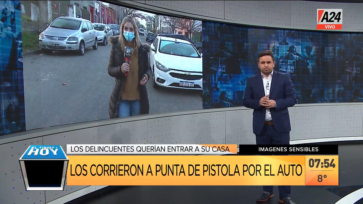Brutal robo a punta de pistola a un matrimonio en Villa Luzuriaga. (Captura de Tv)