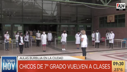 Así volvieron a las clases en aulas burbuja los alumnos de séptimo grado de las escuelas de la Ciudad
