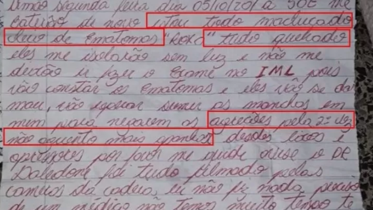 Un pasaje de la carta en la que Brittes relata las torturas (Foto: gentileza UOL).
