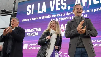 Karina Milei encabezó un acto de La Libertad Avanza en La Plata junto a Martín Menem.