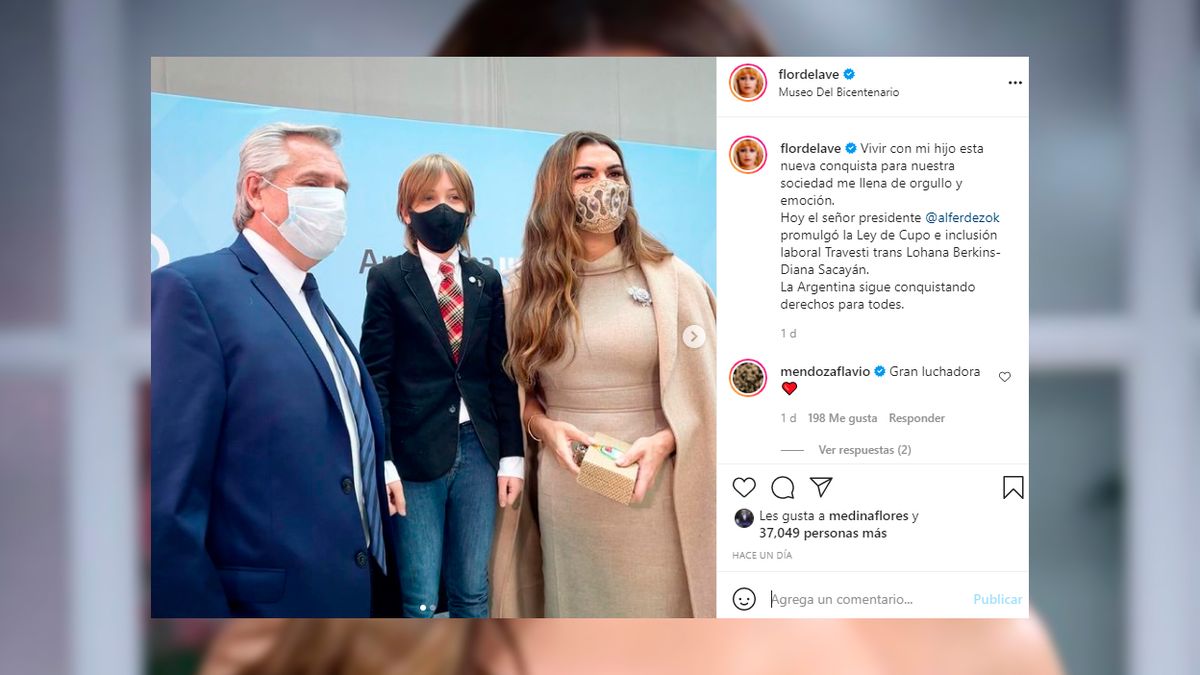 En Instagram: La foto del hijo de Florencia de la V junto al presidente Alberto Fernández.