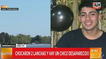 En estos momentos continúa la búsqueda del joven desaparecido por parte de Prefectura. (Foto: Captura TV) En estos momentos continúa la búsqueda del joven desaparecido por parte de Prefectura. (Foto: Captura TV)