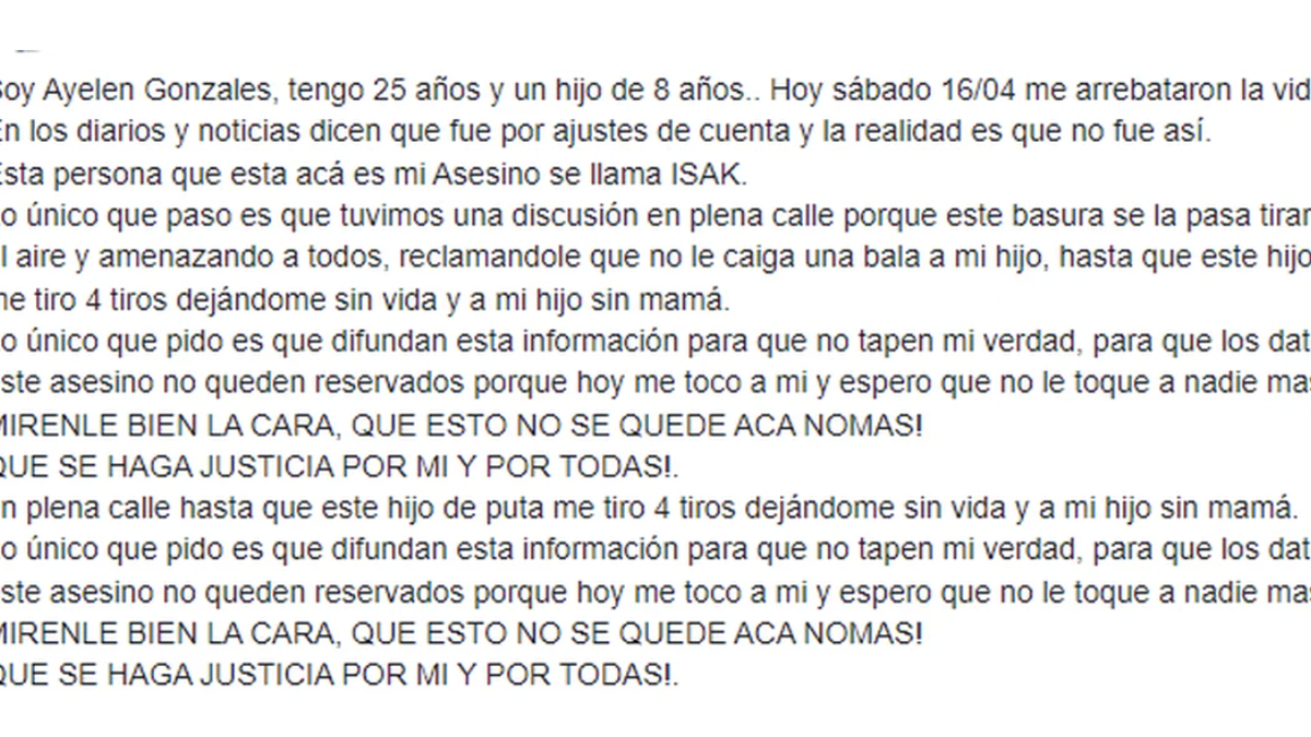 Poesteo en las redes sociales de Ayelén