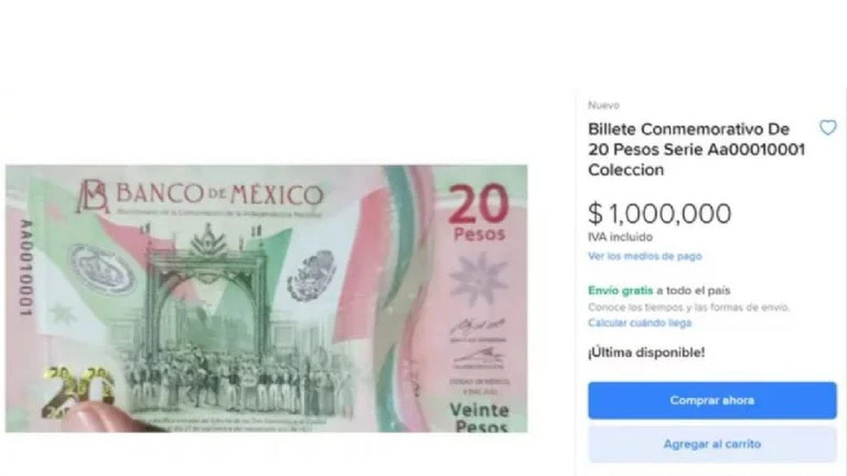 REMUNERAN con 1 mill&oacute;n de pesos al propietario de este billete de 20 pesos